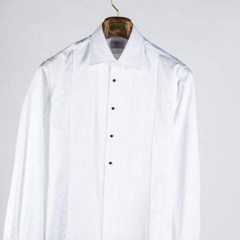 Stenstrom White Pleated Tuxedo Dress Shirt w/ French Cuff 6