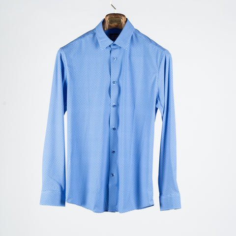 Soul of London Royal Blue Geometric Printed Dress Shirt 1