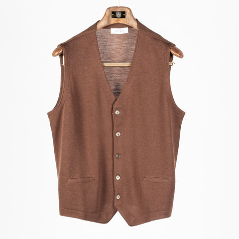 Gran Sasso Brown Textured Single-Breasted Wool Waistcoat 1