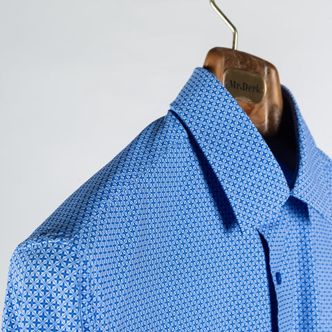Soul of London Royal Blue Geometric Printed Dress Shirt 2