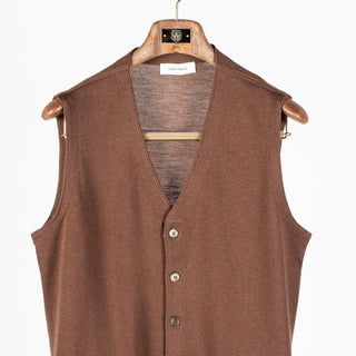 Gran Sasso Brown Textured Single-Breasted Wool Waistcoat 5