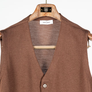 Gran Sasso Brown Textured Single-Breasted Wool Waistcoat 6