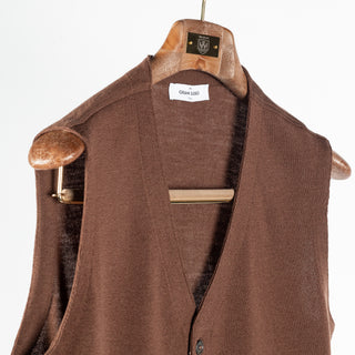 Gran Sasso Brown Textured Single-Breasted Wool Waistcoat 3