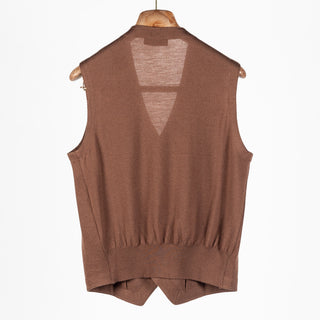 Gran Sasso Brown Textured Single-Breasted Wool Waistcoat 4