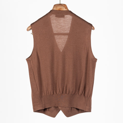 Gran Sasso Brown Textured Single-Breasted Wool Waistcoat 4