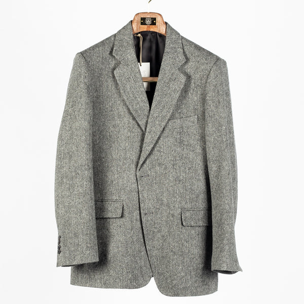 Grey Herringbone Wool Sport Jacket