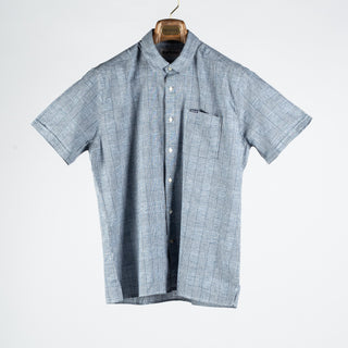 Barbour Navy Hartland Linen-Blend Short-Sleeved Shirt 1