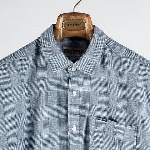 Barbour Navy Hartland Linen-Blend Short-Sleeved Shirt 6