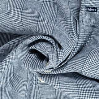 Barbour Navy Hartland Linen-Blend Short-Sleeved Shirt 2