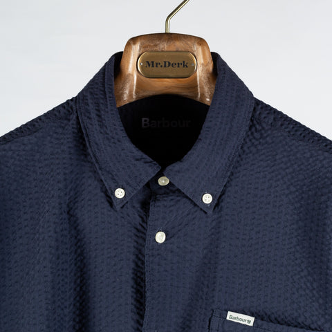 Barbour Navy Longhall Seersucker Performance Short Sleeve Button-Down Shirt 6