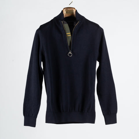 Barbour Navy Cotton Half Zip 1