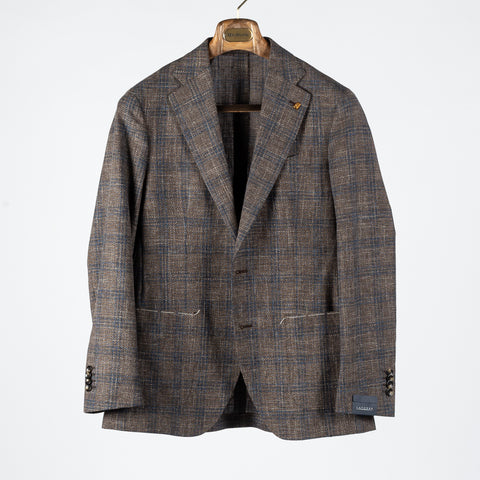 Latorre Brown & Blue Check Summer Blazer 1