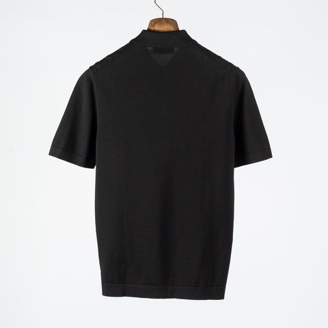 Gran Sasso Black Cable & Ribbed Knit Polo 4