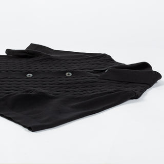 Gran Sasso Black Cable & Ribbed Knit Polo 7