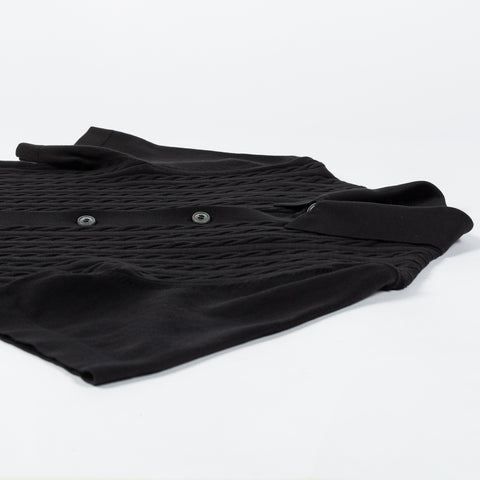 Gran Sasso Black Cable & Ribbed Knit Polo 7
