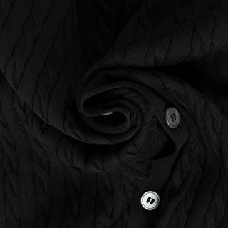 Gran Sasso Black Cable & Ribbed Knit Polo 2