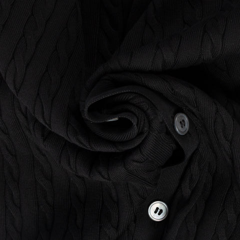 Gran Sasso Black Cable & Ribbed Knit Polo 2