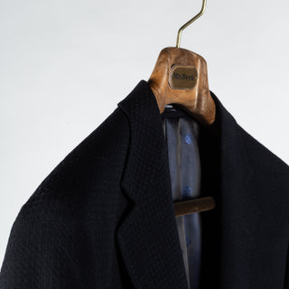 Empire Navy Waffle Texture Blazer - Wool, Stretch, Made In Canada - Detail View