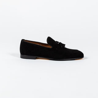 Doucal’s Black Suede Visone Tassel Loafer 1