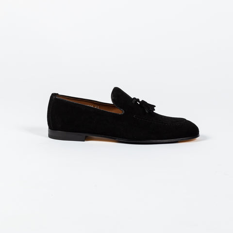 Doucal’s Black Suede Visone Tassel Loafer 1