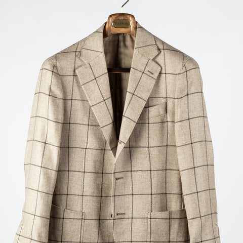 J Mueser Tan Windowpane Blazer 6