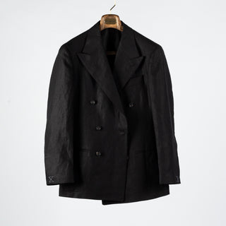 J Mueser Black Irish Linen Double Breasted Suit 1