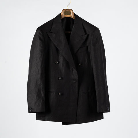 J Mueser Black Irish Linen Double Breasted Suit 1