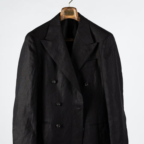 J Mueser Black Irish Linen Double Breasted Suit 6