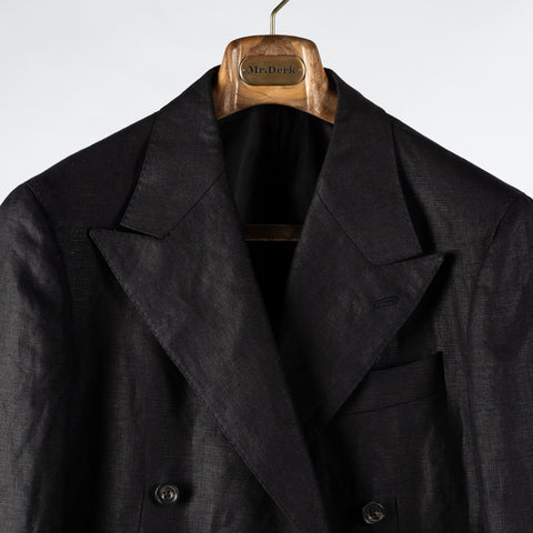 J Mueser Black Irish Linen Double Breasted Suit 7