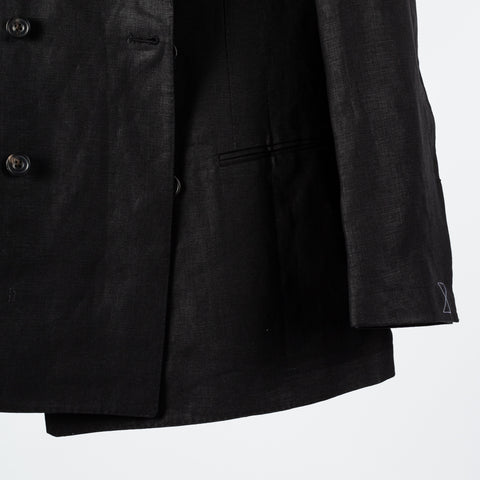 J Mueser Black Irish Linen Double Breasted Suit 4