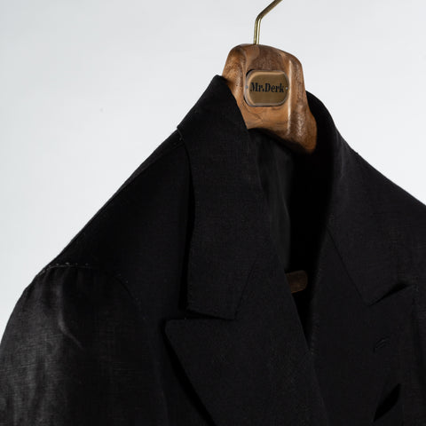 J Mueser Black Irish Linen Double Breasted Suit 3