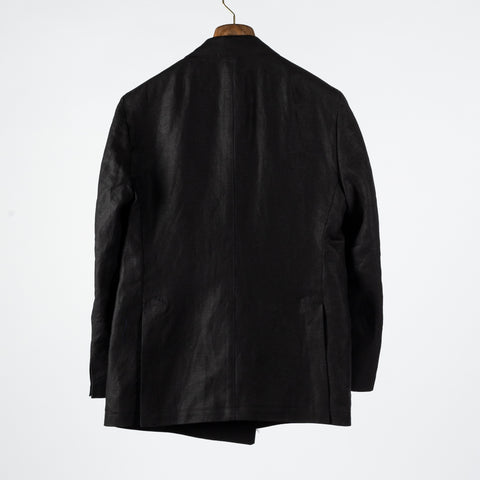 J Mueser Black Irish Linen Double Breasted Suit 5