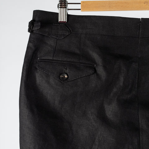 J Mueser Black Irish Linen Double Breasted Suit 13