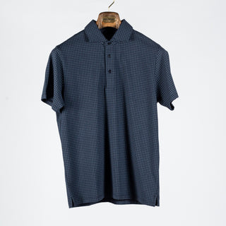 PYA Navy SS25 Printed Stretch Polo 1