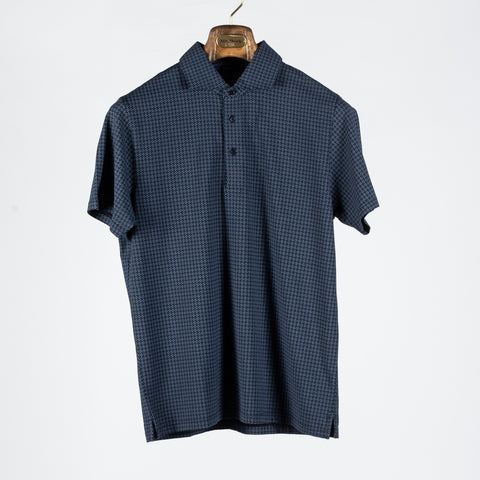 PYA Navy SS25 Printed Stretch Polo 1