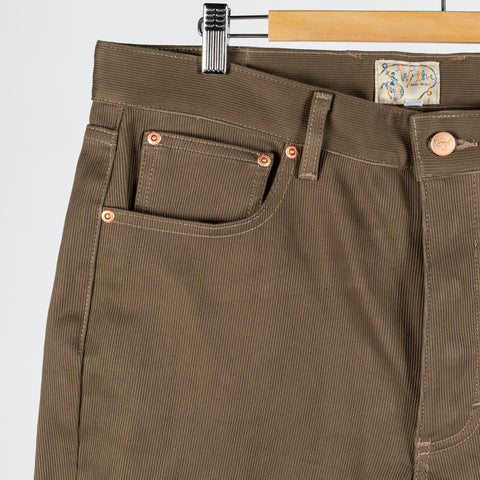 Wythe Faded Olive Bedford Cord Five Pocket Pants 3