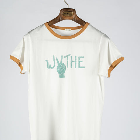 Wythe White & Apricot Peace Print Tubular Ringer T-Shirt 5