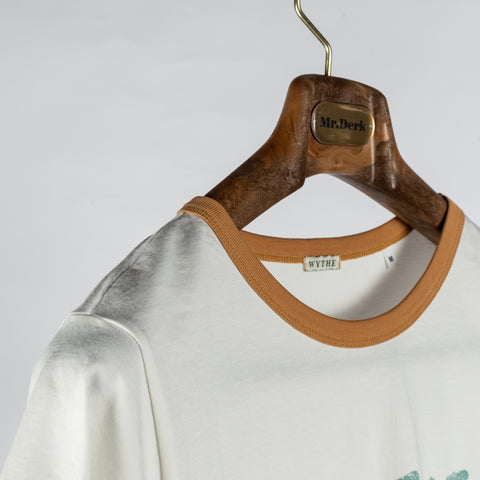 Wythe White & Apricot Peace Print Tubular Ringer T-Shirt 3
