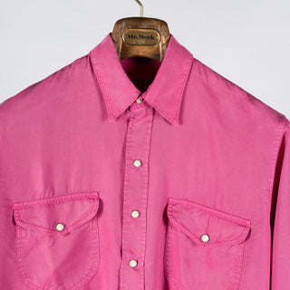 Wythe Flamingo Pink Tencel Gabardine Pearlsnap Shirt 7
