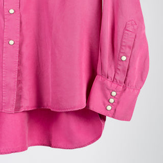 Wythe Flamingo Pink Tencel Gabardine Pearlsnap Shirt 4
