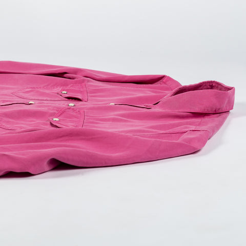 Wythe Flamingo Pink Tencel Gabardine Pearlsnap Shirt 8