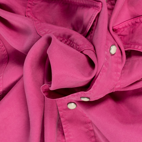 Wythe Flamingo Pink Tencel Gabardine Pearlsnap Shirt 2
