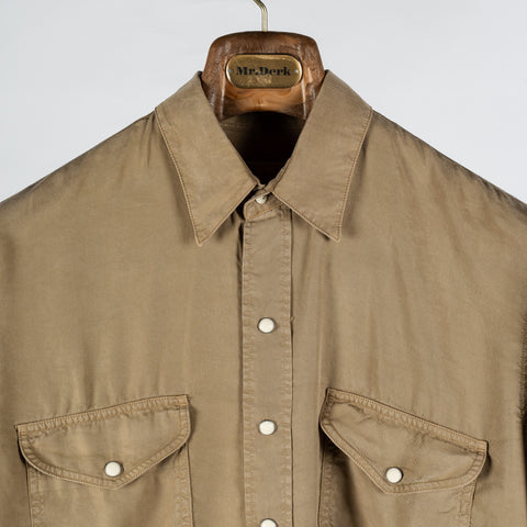 Wythe Camp Khaki Tencel Gabardine Pearlsnap Shirt 7