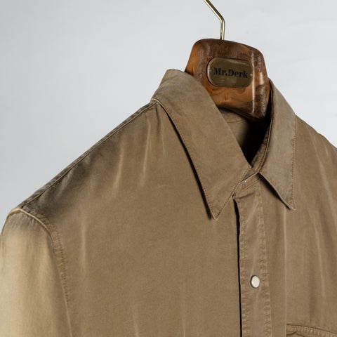 Wythe Camp Khaki Tencel Gabardine Pearlsnap Shirt 3