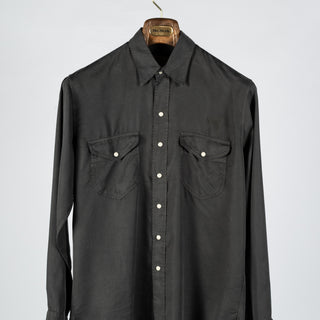 Wythe Faded Black Tencel Gabardine Pearlsnap Shirt 6