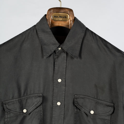 Wythe Faded Black Tencel Gabardine Pearlsnap Shirt 7