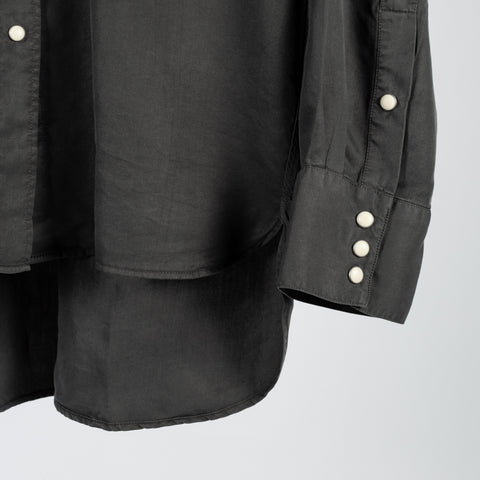 Wythe Faded Black Tencel Gabardine Pearlsnap Shirt 4