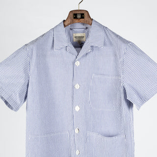 Informale Blue & White Stripped SH65 Cabana Overshirt 7