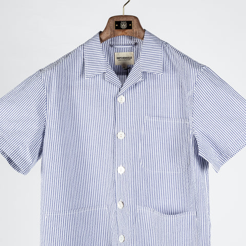 Informale Blue & White Stripped SH65 Cabana Overshirt 7