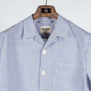 Informale Blue & White Stripped SH65 Cabana Overshirt 8